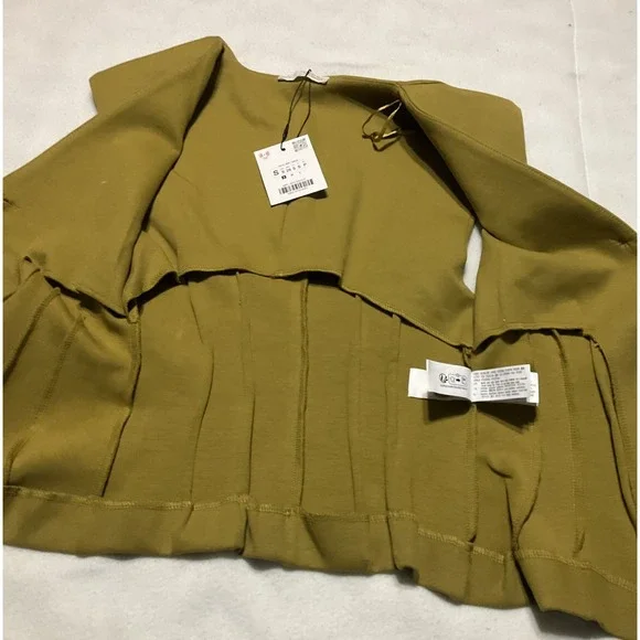 Zara Women's Size S Pant Set Mustard Green Slimming  Flared NWT - Picture 7 of 15